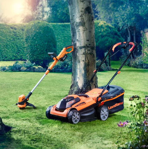 MX 24V 34cm Cordless Lawnmower Trimmer Set with Spare Battery